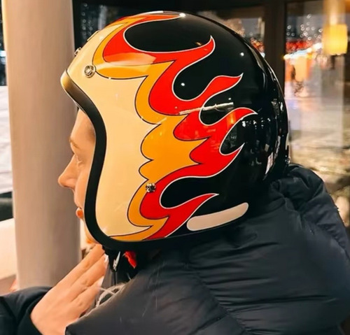 Casco De Moto Retro Abierto Con Gafas / Estilo Japonés
