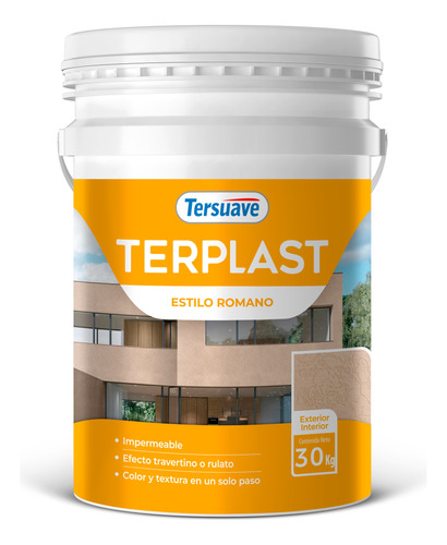 Revoque Plástico Texturado Terplast Romano Fino Blanco 30kg