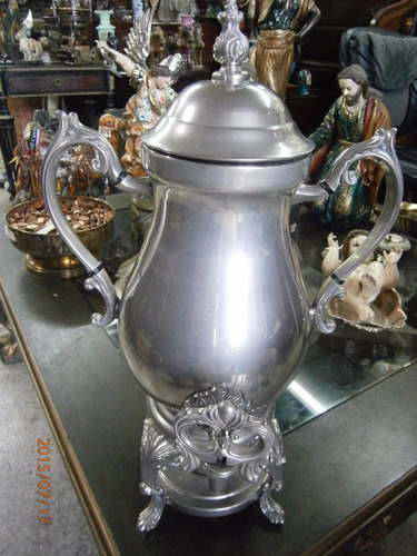 Samovar Con Baño En Plata Con Su Quemador