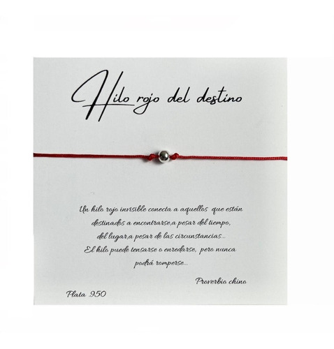 Pulsera Hilo Rojo Del Destino Ajustable - Plata