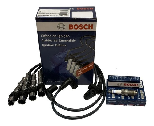 Kit Bujias 3 Electrodo Y Cables Bosch P/ Vw Gol Trend 1.6 8v