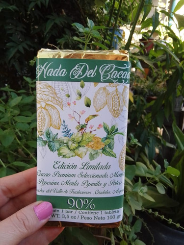 Tableta Chocolate 90% Cacao Menta Peperina Poleo Traslasierr