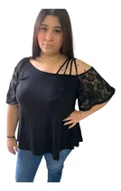 Comprar Blusa De Modal Con Encaje Elegante Talles Grande Y Especial