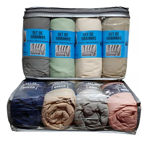 Pack X4 Sabanas Ajustables Goldsun Queen 160x200cm