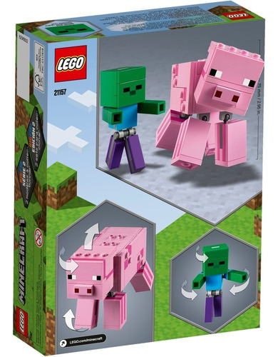 Kit Lego Minecraft Bigfig Cerdo Con Bebé Zombi 21157 3