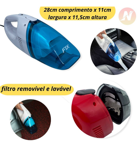 Imagem 2 de 8 de Aspirador De Pó Automotivo Para Carro 12v 35w Limpeza Fácil
