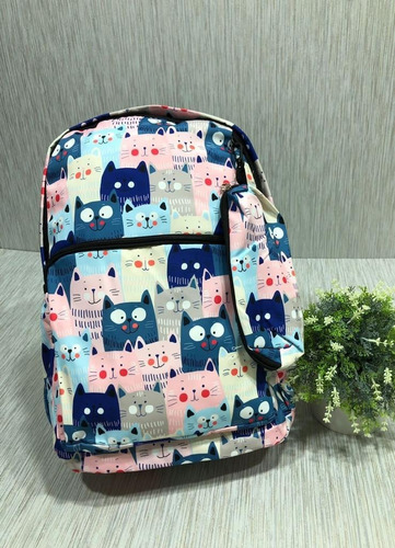 Morral De Lona Impermeable Gatos - Lunas - Helados - Llamas