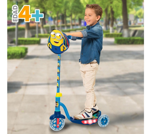 Scooter Para Niño Minions Con Luces Marca Apache Azul Minions