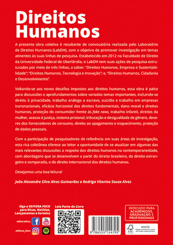 DIREITOS HUMANOS - CONTEXTOS E PERSPECTIVAS - 1ª ED - 2022, de Bonna, Alexandre Pereira. Editorial Editora Foco Jurídico Ltda, capa mole em português, 2022