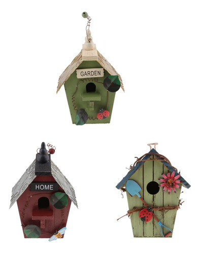 Casa De Para Pájaros 3pcs, Artes Y Artesanías Retro Casas