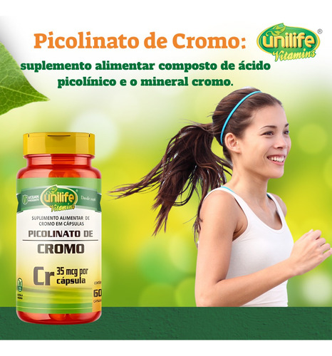 Kit C/ 5 Picolinato De Cromo 500mg 60 Vegan Caps - Unilife