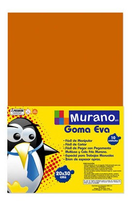 Goma Eva   Color  Naranjo  10 Laminas      20x30  Cm Murano