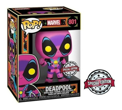 Funko Pop Marvel Black Light Deadpool 801 Exclusivo