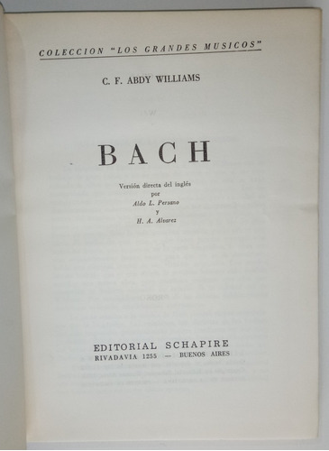 Juan Sebastián Bach Abdy Williams Músicos Biografía Libro