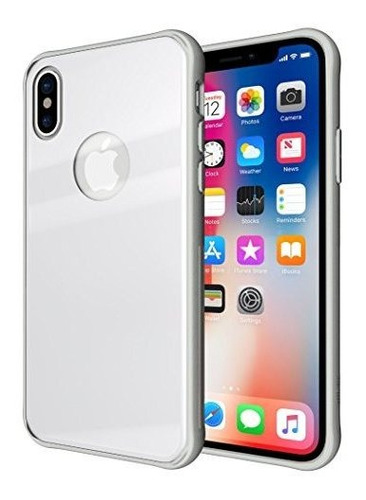 Funda Tudia Para iPhone X Trasera Vidrio Templado Blanco