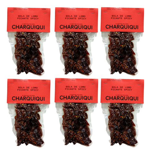 Charquiqui Pack X6 Pastura Bola De Lomo Spicy 125 Grs Jerky