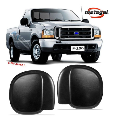 Par - Capa Preta Retrovisor Ford F250 - F350 1999 Até 2012