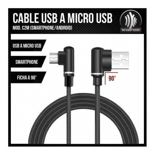 Imagen 2 de 8 de Cable Usb A Microusb Fichas L - 1 Metro - Zealot C2m