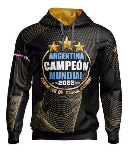 Imagen 1 de 4 de Buzo Hoodie Argentina Mundial Mod 8 Irarte