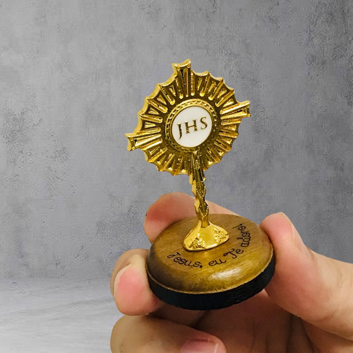 Adorno Enfeite Mini Ostensório Eucarístico Com Pedestal