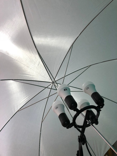 Kit Luz Continua Pie 1.9m + Rotula 4 Lamparas Paraguas Envío
