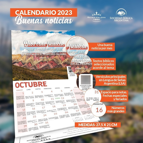 Imagen 2 de 5 de Calendario 2023 - Buenas Noticias Pack X 10 Unidades