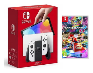 Nintendo Switch Oled Model W/ White Joy-con + Mario Kart 8