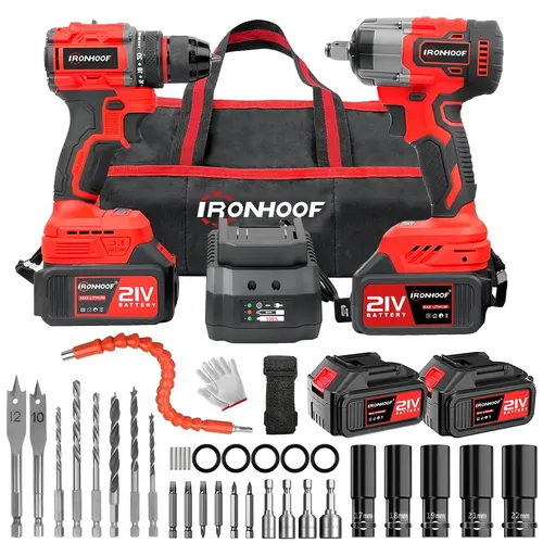 Kit Furadeira E Parafusadeira Elétricas Chave De Impacto Brushles...