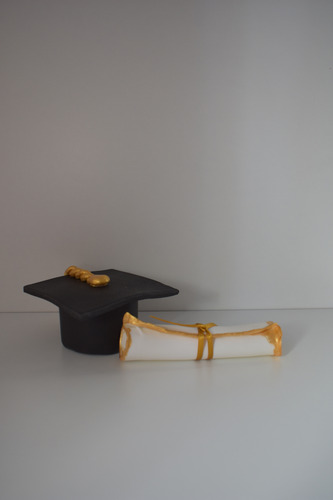 Adorno De Torta Birrete Egresados Diploma En Porcelana Fria Negro Birrete De Egresados Y Diploma