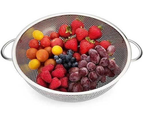 Colador Escurridor De Cocina Acero Inoxidable Con Base 28cm
