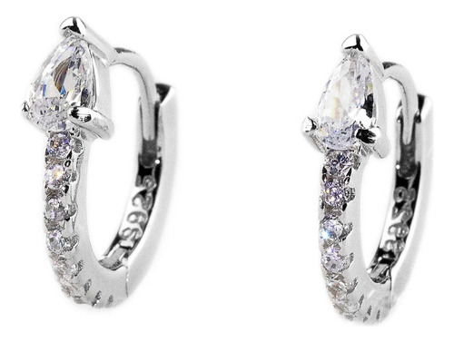 Arracada Sagita Color Diamante Gota Plata 925 Y Rodio