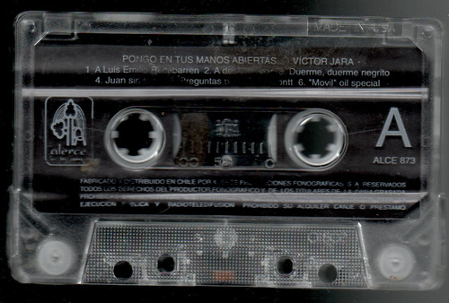 Cassette Víctor Jara Pongo En Tus Manos Abiertas. (Usado)