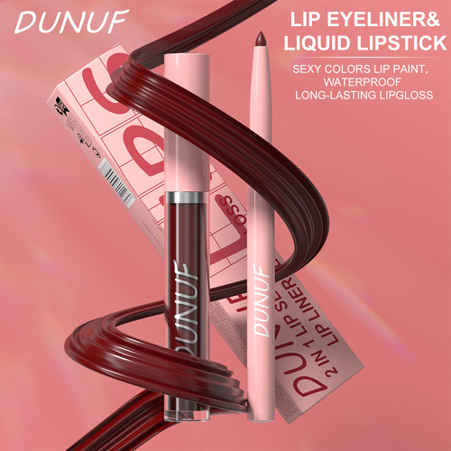 Conjunto 2 Em 1 De Caneta Delineadora Labial Dunuf Matte Lip
