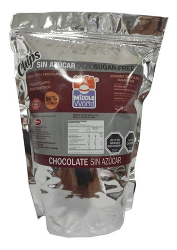 Chips De Chocolate 56% Cacao Sin Azucar 1 Kg Andina Grains 