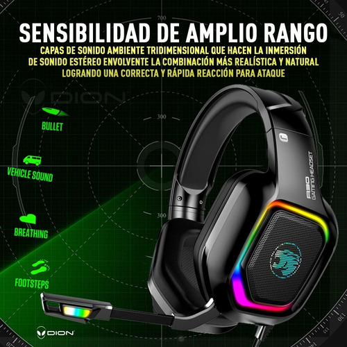 Imagen 2 de 6 de Audífonos Gamer Con Micrófono Y Luz Led Dion A30 Pro Gaming