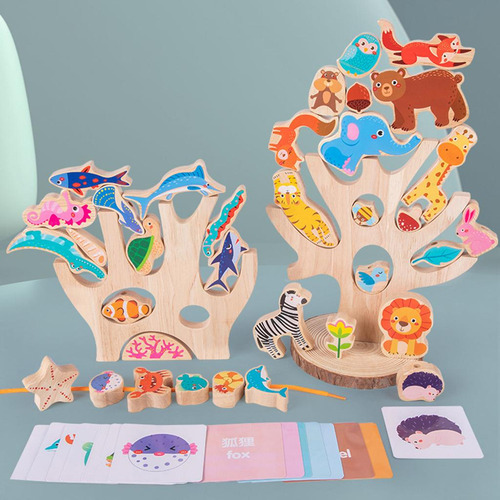 Set De 2 Juguetes De Madera Para El Aprendizaje Temprano De