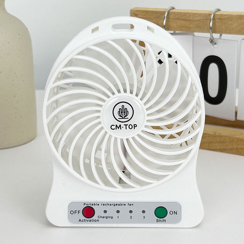Ventilador Portatil De Mesa Usb Mini Con Luz Recargable Color Blanco