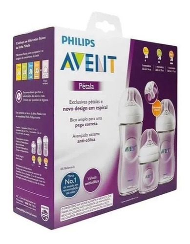Imagem 1 de 4 de Kit Mamadeiras Petala 125ml E 260ml E 330ml