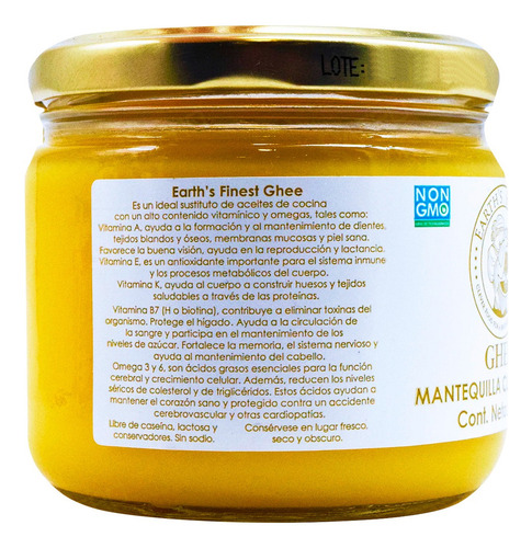 Mantequilla Clarificada Ghee Earth's Finest 265 G