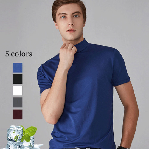 Camiseta Diaria Con Cuello Medio Alto En Color Liso Camiseta