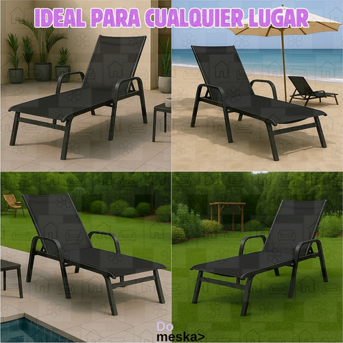 Camastro Metálico Para Playa Hogar Jardín 1 Pz Inmatmex Negro