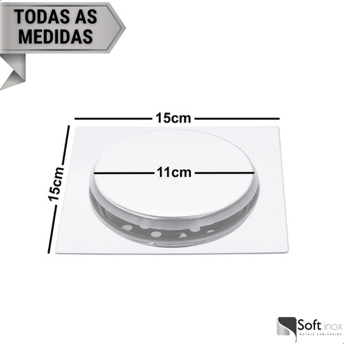 Ralo Inteligente Sistema Clic 15x15 Aço Inox Para Banheiro