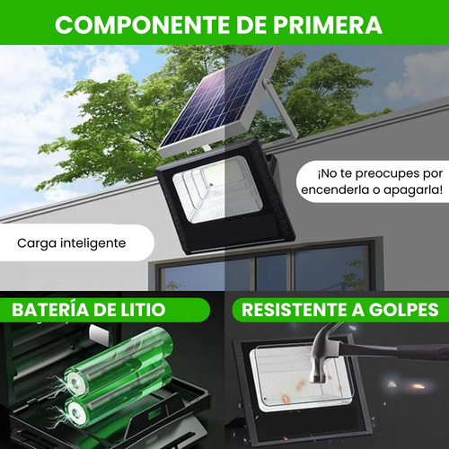 Reflector Led Panel Solar 30w Luz Ajustable Ip67 Control Carcasa Negro Luz Blanco frío