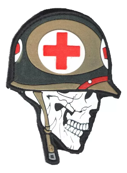 Parche Militar Tactico Calavera Medico Con Casco Cruz Roja