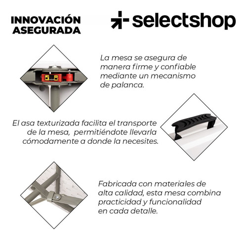 Mesa Plegable Plástico Tipo Portafolio 2.40m Jardín Portátil Color Blanco