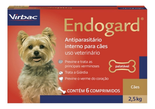 Virbac Endogard Para Cães Até 2,5kg Com 2 Comprimidos