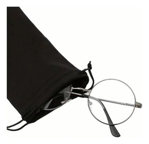 Bolsas De Almacenamiento De Gafas Negras Portátiles Con Cord
