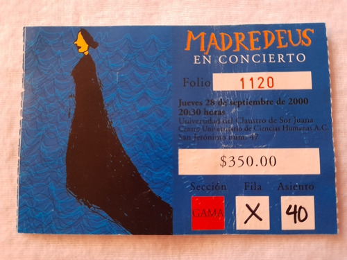 Boleto Madredeus En Concierto 28-09-2000
