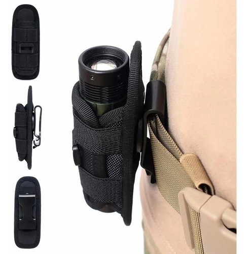 Porta Linterna Tactica Giratoria Funda Lampara Clip  Negro