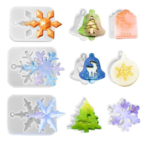 Molde De Resina Para Adornos Navideños De Silicona, 9 Piezas